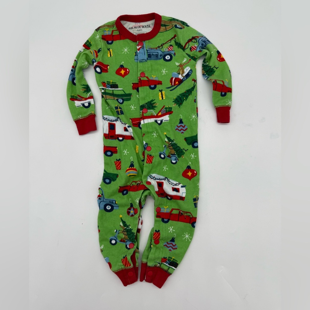 Christmas Little Blue House Green Holiday Themed Baby Onesie Sleeper